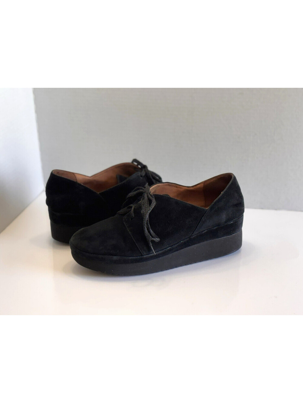 L'Amour Des Pieds Adolphus Oxford Women's Size 9.5M Black Suede Platform Lace Up
